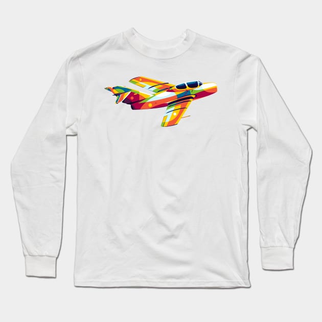 MiG-15 in Pop Art Long Sleeve T-Shirt by wpaprint